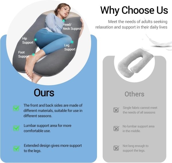 Full Body U-Shape Pillow for Side Sleepers & Reading Support - Image 5