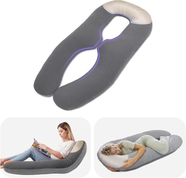 Full Body U-Shape Pillow for Side Sleepers & Reading Support - Image 7