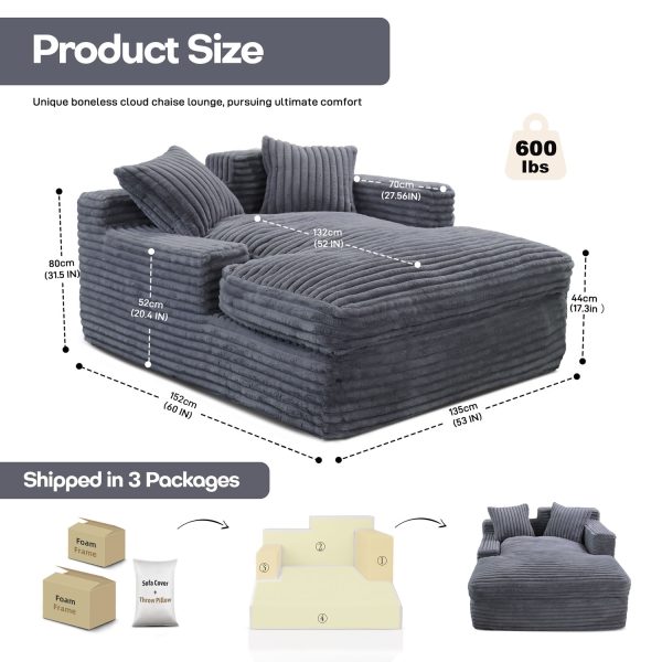 Oversized Sofa Bed Sleeper Chaise Lounge Chair, Removable Cover - Image 9