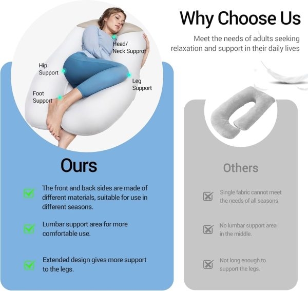 Versatile U-Shape Support Pillow for Adults, Ideal for Side Sleepers - Image 5