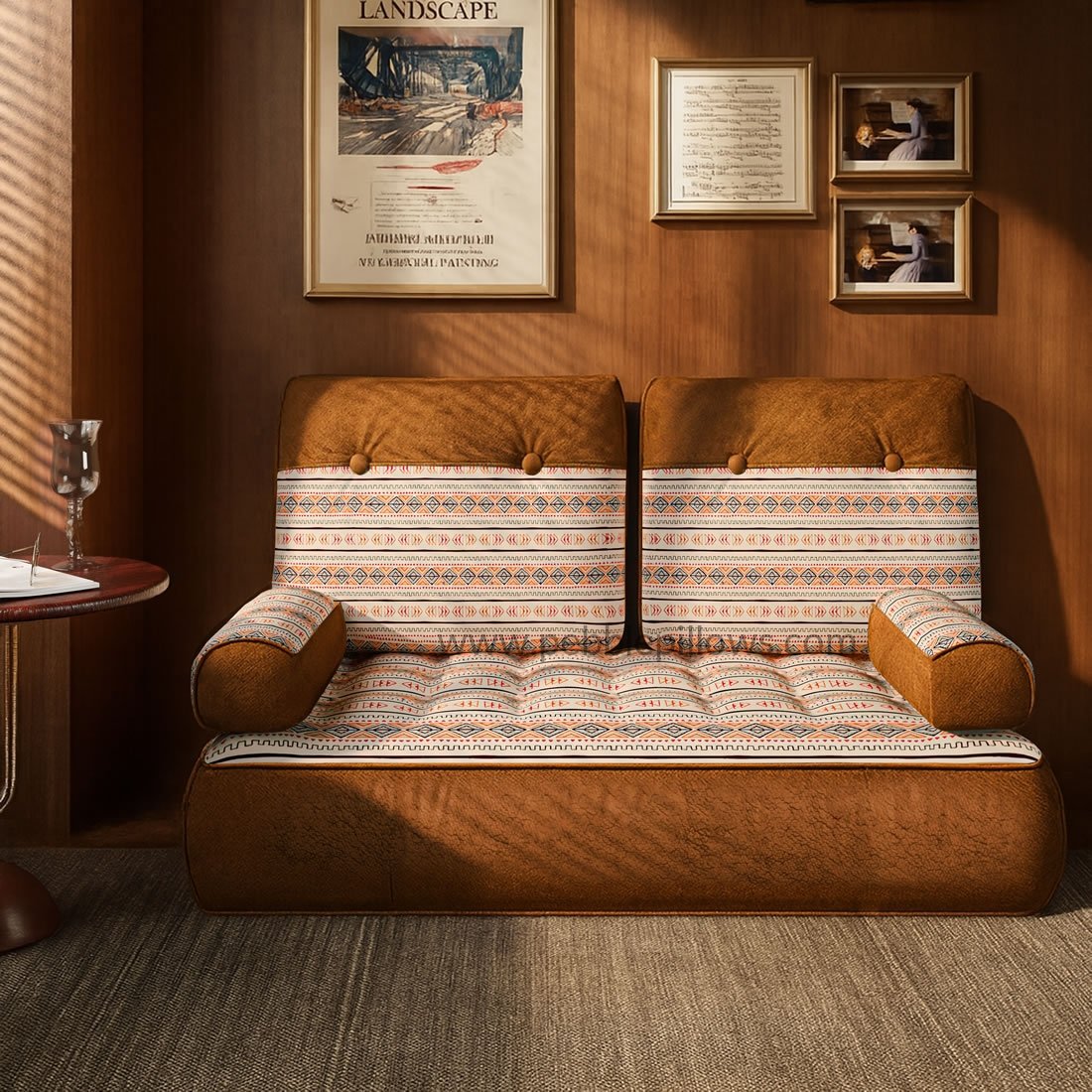 Velvet Floor Sleeper Chair, Modular Lounge Sofa with Back and Arm Support 9 pebble pillows Velvet Floor Sleeper Chair, Modular Lounge Sofa with Back and Arm Support - Image 9