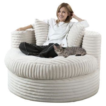 Ultra Comfy Round Chaise Lounge Chair for Adults, Plush Bean Bag Sofa