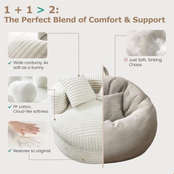 round lounge chair bean bag sofa 6534 pebble pillows