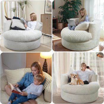round lounge chair bean bag sofa 6537 pebble pillows